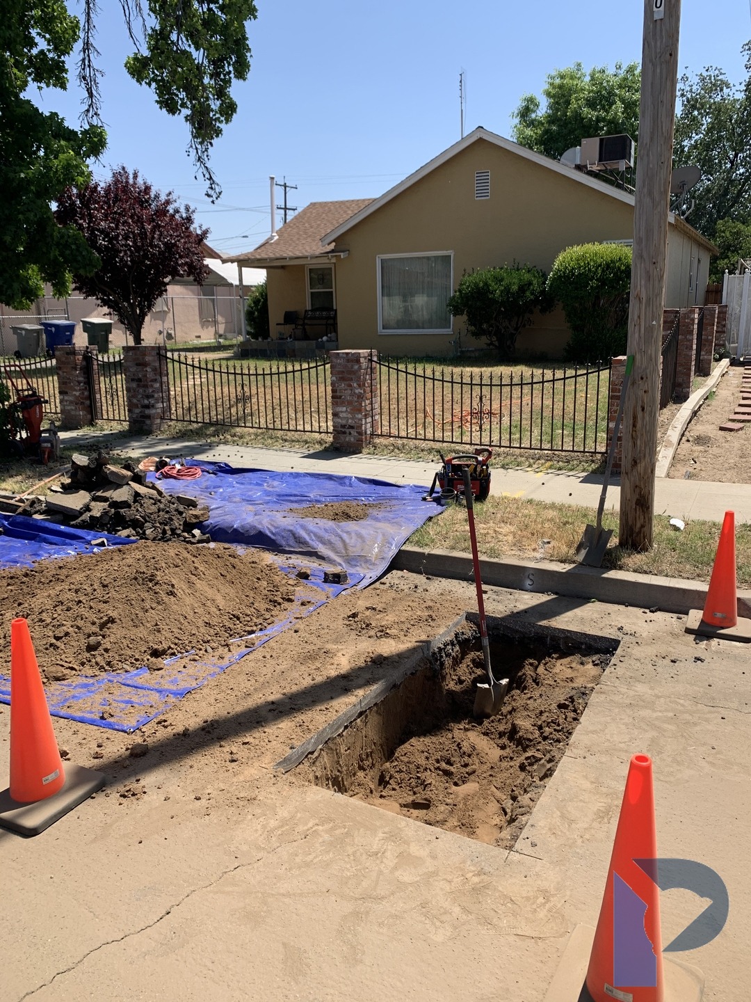 new sewer pipe install