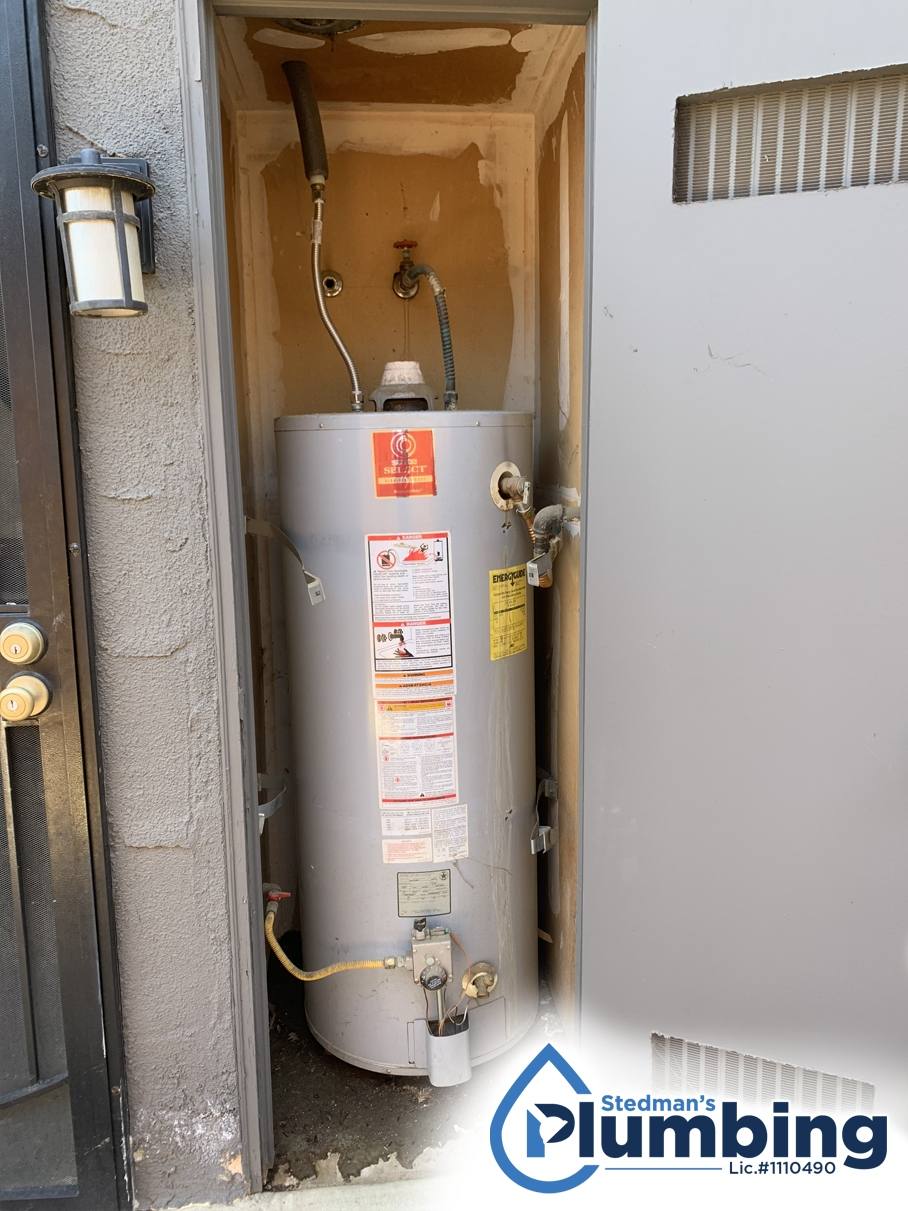 Before: traditional tank water heater